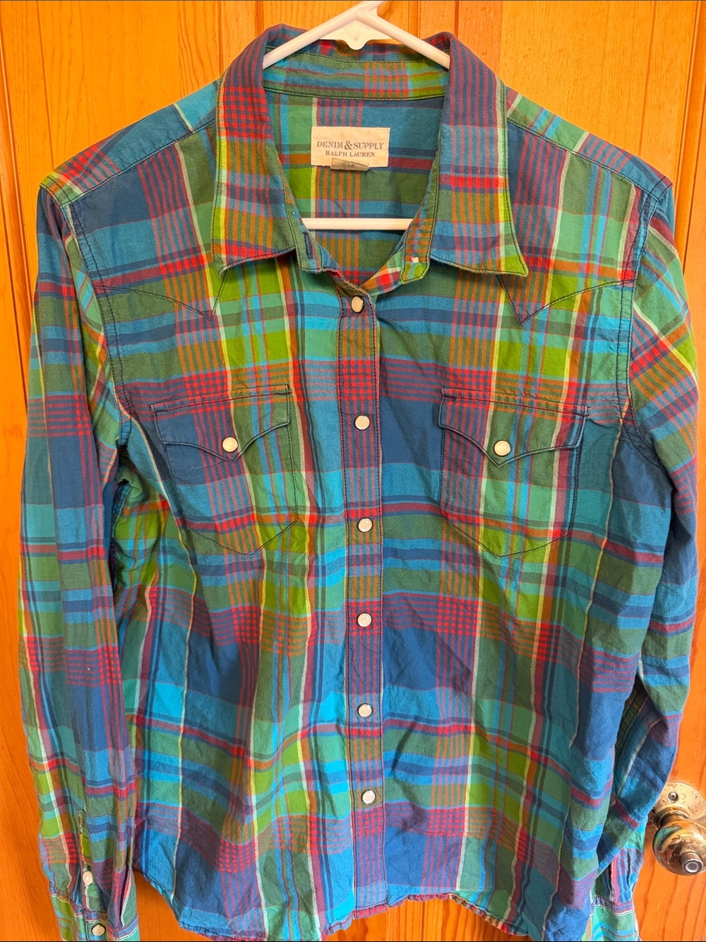 Denim & Supply Ralph Lauren Blue, Green & Red Plaid Button-Down Shirt
